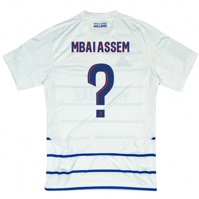 Danxen Barn Chris Mbaï-Assem #0 Hvit Blå Bortetrøye Drakt Trøye 2024/25 Skjorter T-Skjorte