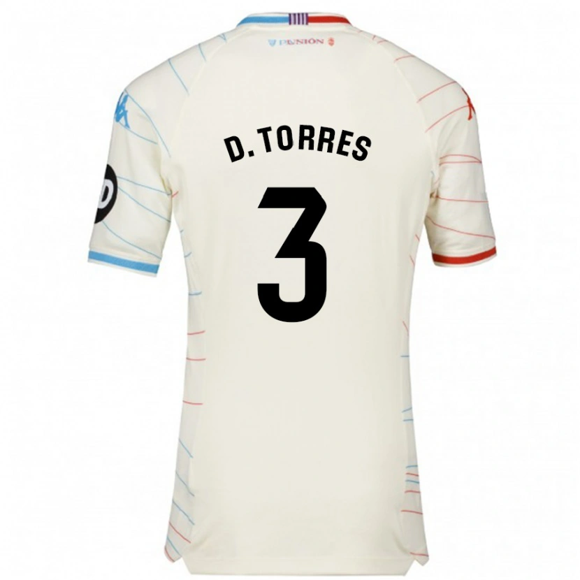 Danxen Barn David Torres #3 Hvit Rød Blå Bortetrøye Drakt Trøye 2024/25 Skjorter T-Skjorte
