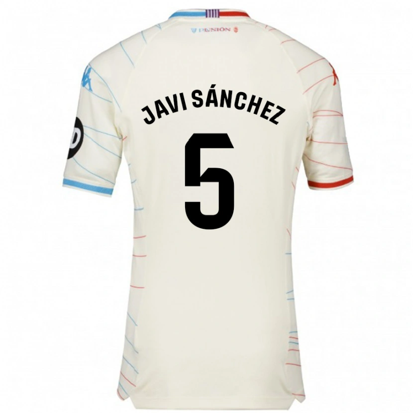 Danxen Barn Javi Sánchez #5 Hvit Rød Blå Bortetrøye Drakt Trøye 2024/25 Skjorter T-Skjorte