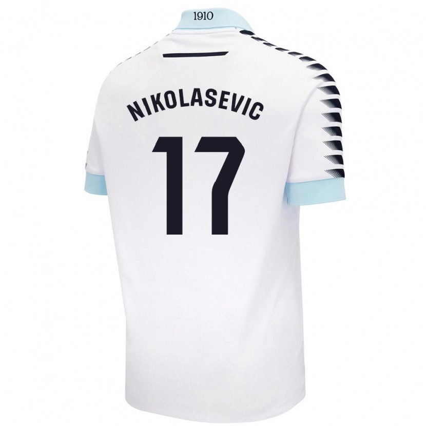 Danxen Barn Mirko Nikolasevic #17 Hvit Blå Bortetrøye Drakt Trøye 2024/25 Skjorter T-Skjorte
