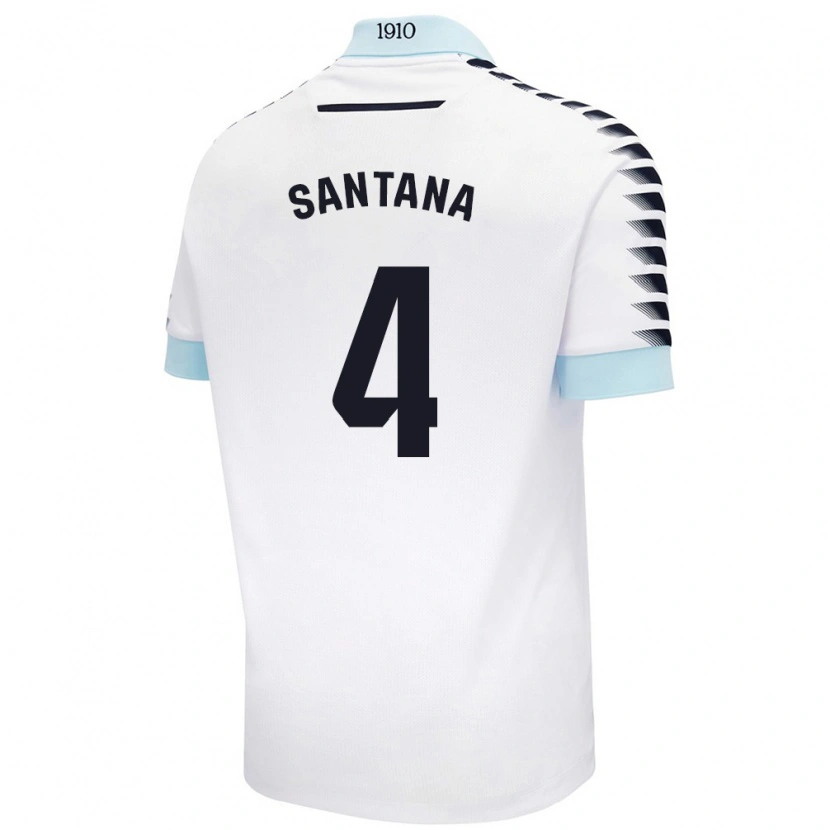 Danxen Barn María Del Carmen Santana Vázquez #4 Hvit Blå Bortetrøye Drakt Trøye 2024/25 Skjorter T-Skjorte