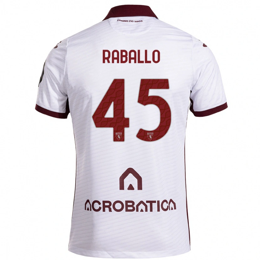 Danxen Barn Alessio Raballo #45 Hvit Rødbrun Bortetrøye Drakt Trøye 2024/25 Skjorter T-Skjorte