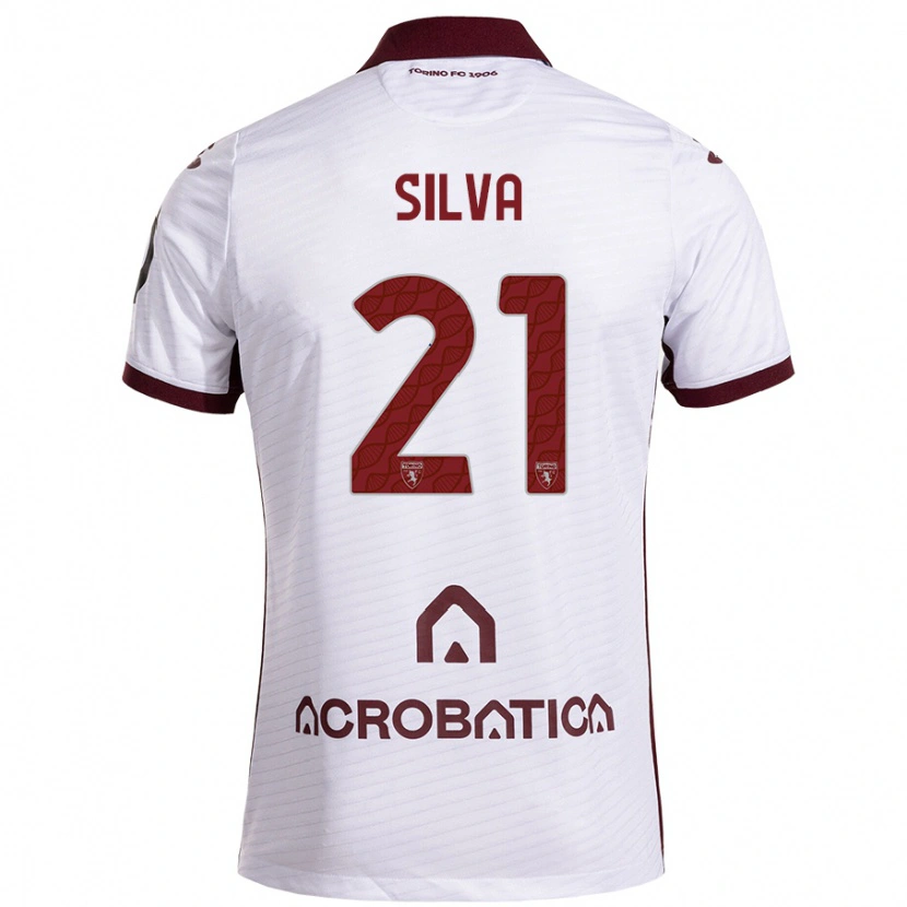 Danxen Barn Jonathan Silva #21 Hvit Rødbrun Bortetrøye Drakt Trøye 2024/25 Skjorter T-Skjorte