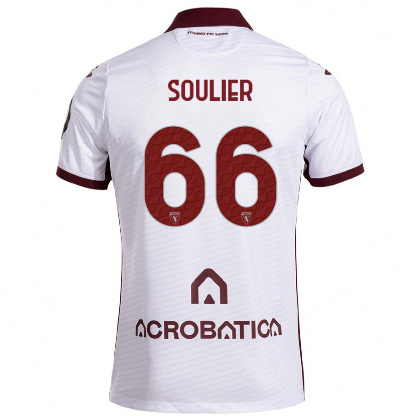 Danxen Barn Evan Soulier #66 Hvit Rødbrun Bortetrøye Drakt Trøye 2024/25 Skjorter T-Skjorte