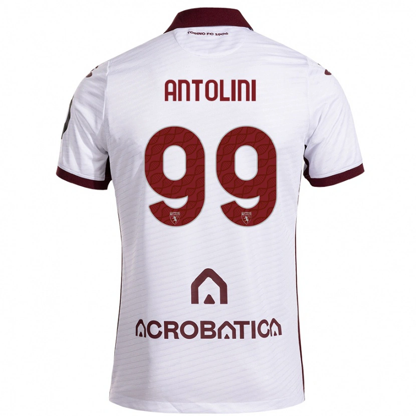 Danxen Barn Jacopo Antolini #99 Hvit Rødbrun Bortetrøye Drakt Trøye 2024/25 Skjorter T-Skjorte
