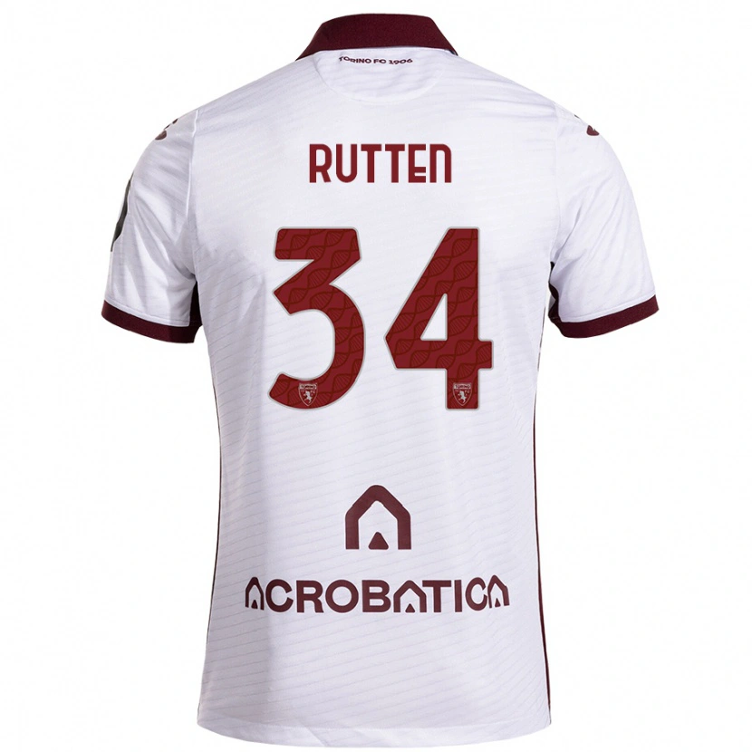 Danxen Barn Jill Rutten #34 Hvit Rødbrun Bortetrøye Drakt Trøye 2024/25 Skjorter T-Skjorte