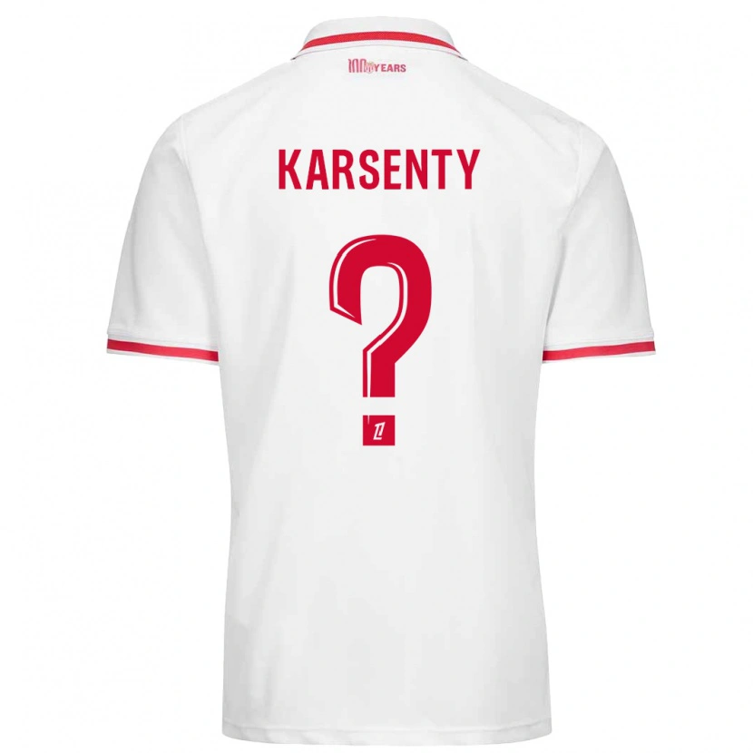 Danxen Mann Kylian Karsenty #0 Hvit Rød Hjemmetrøye Drakt Trøye 2024/25 Skjorter T-Skjorte