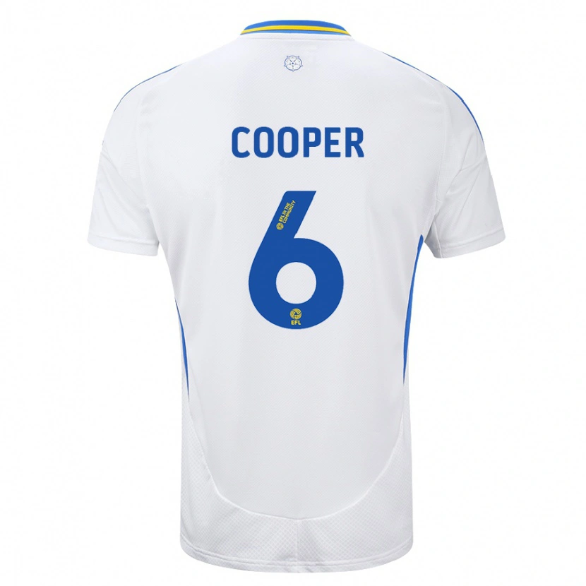 Danxen Mann Liam Cooper #6 Hvit Blå Hjemmetrøye Drakt Trøye 2024/25 Skjorter T-Skjorte