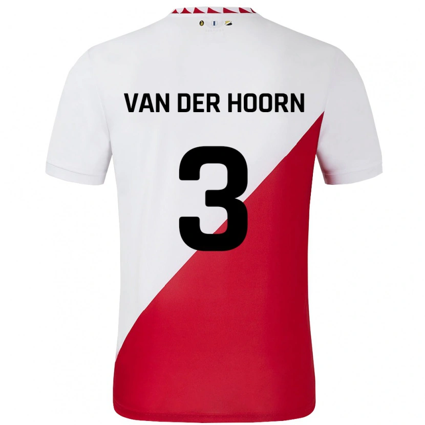 Danxen Mann Mike Van Der Hoorn #3 Hvit Rød Hjemmetrøye Drakt Trøye 2024/25 Skjorter T-Skjorte