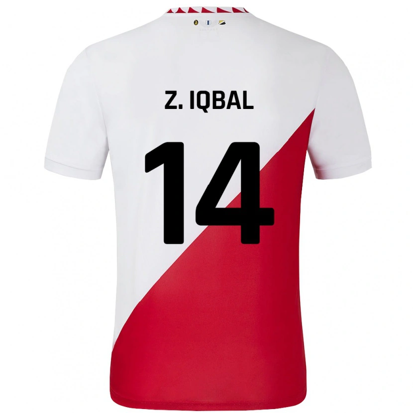 Danxen Mann Zidane Iqbal #14 Hvit Rød Hjemmetrøye Drakt Trøye 2024/25 Skjorter T-Skjorte