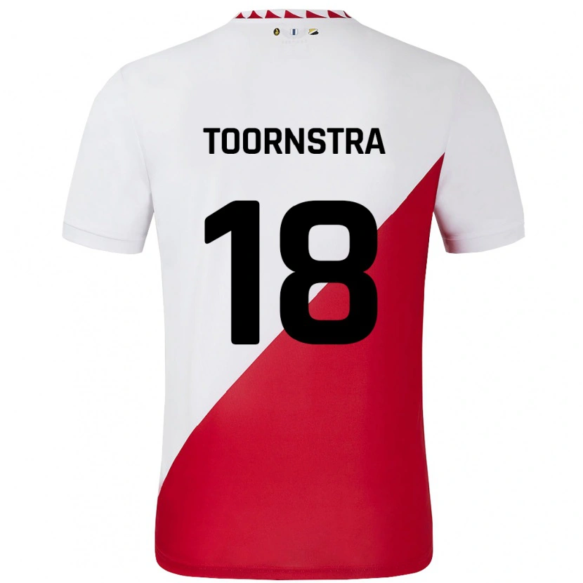 Danxen Mann Jens Toornstra #18 Hvit Rød Hjemmetrøye Drakt Trøye 2024/25 Skjorter T-Skjorte