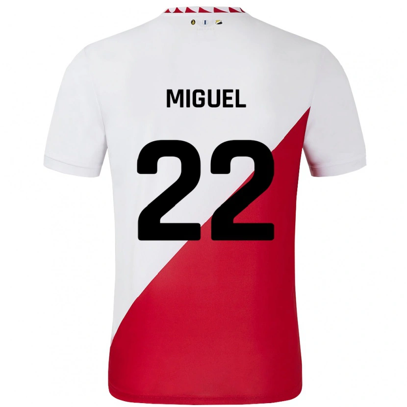 Danxen Mann Miguel Rodríguez #22 Hvit Rød Hjemmetrøye Drakt Trøye 2024/25 Skjorter T-Skjorte