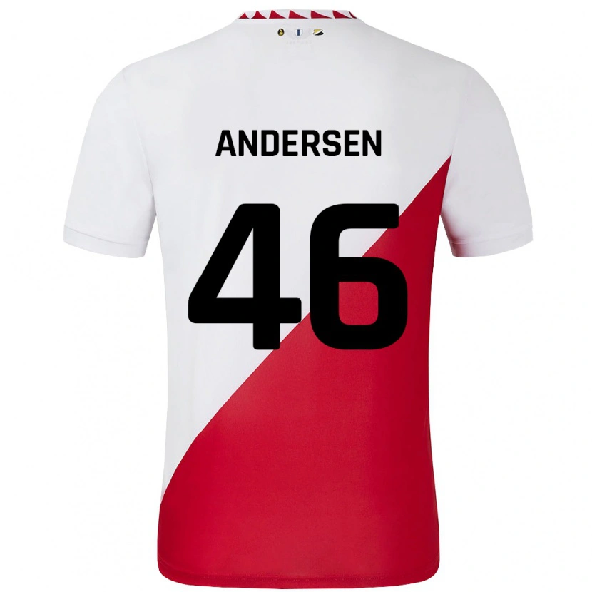 Danxen Mann Silas Andersen #46 Hvit Rød Hjemmetrøye Drakt Trøye 2024/25 Skjorter T-Skjorte