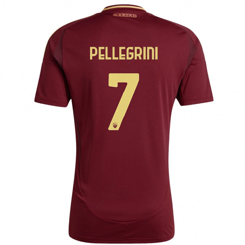 Danxen Mann Lorenzo Pellegrini #7 Rødt Brunt Gull Hjemmetrøye Drakt Trøye 2024/25 Skjorter T-Skjorte