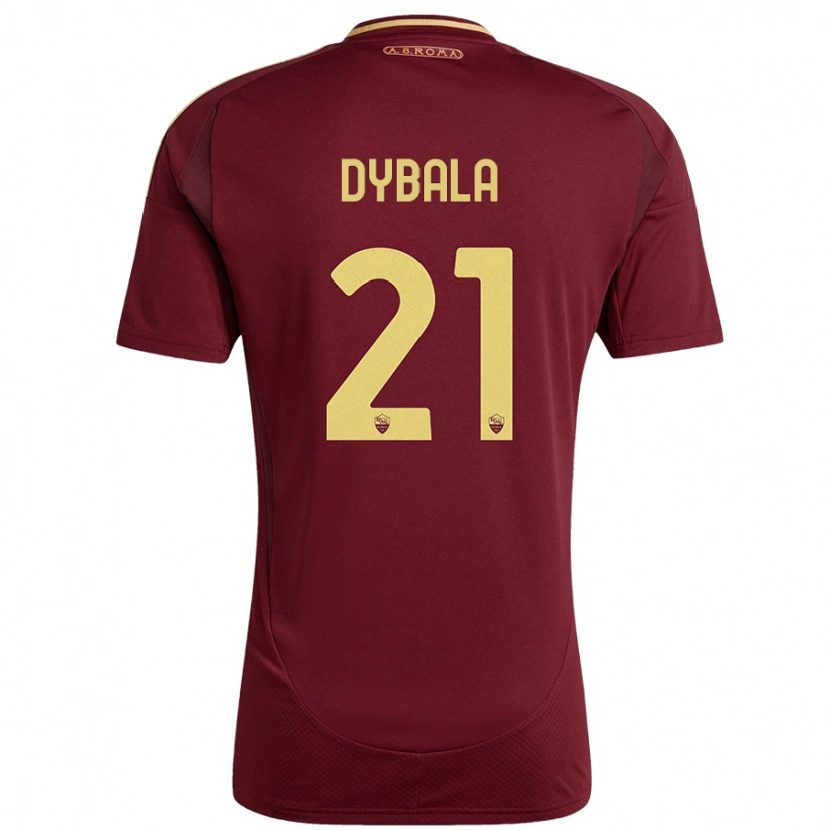 Danxen Mann Paulo Dybala #21 Rødt Brunt Gull Hjemmetrøye Drakt Trøye 2024/25 Skjorter T-Skjorte