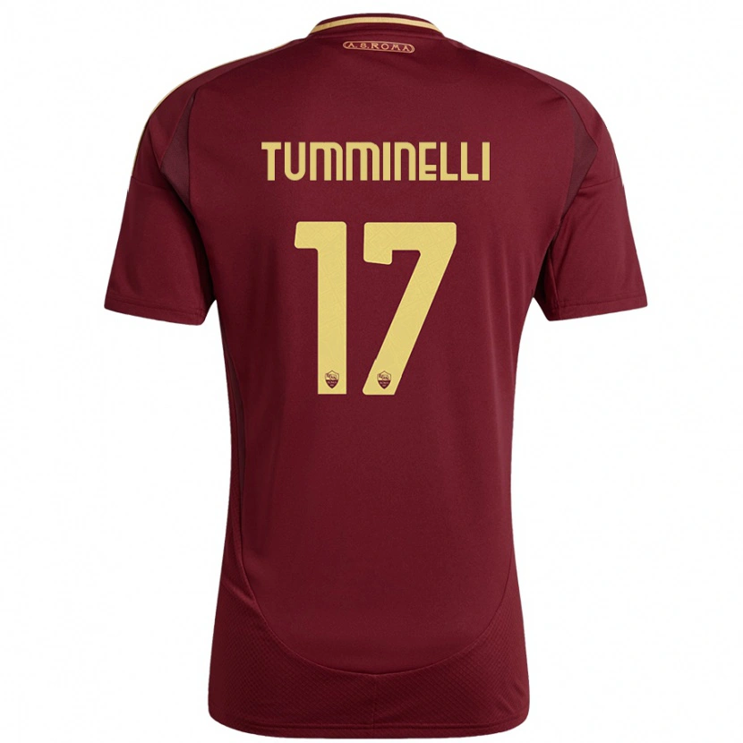 Danxen Mann Gianmarco Tumminelli #17 Rødt Brunt Gull Hjemmetrøye Drakt Trøye 2024/25 Skjorter T-Skjorte