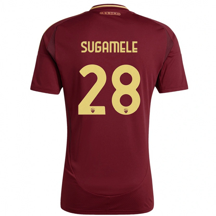 Danxen Mann Alessandro Sugamele #28 Rødt Brunt Gull Hjemmetrøye Drakt Trøye 2024/25 Skjorter T-Skjorte