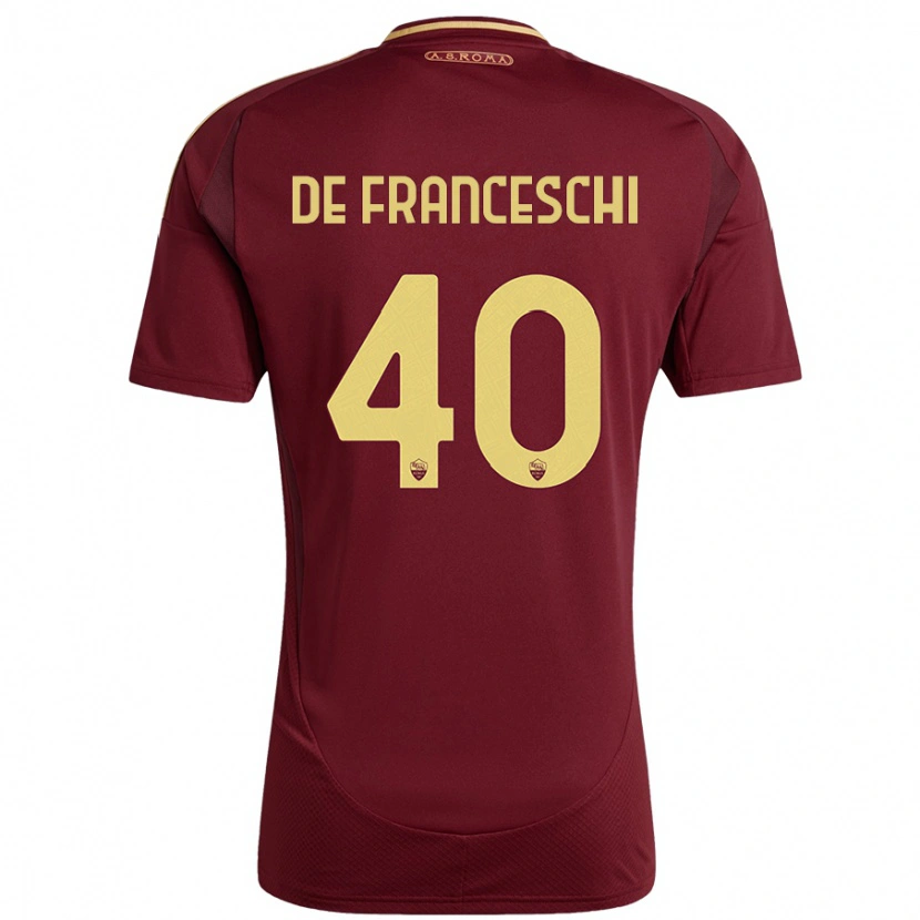 Danxen Mann Leonardo De Franceschi #40 Rødt Brunt Gull Hjemmetrøye Drakt Trøye 2024/25 Skjorter T-Skjorte