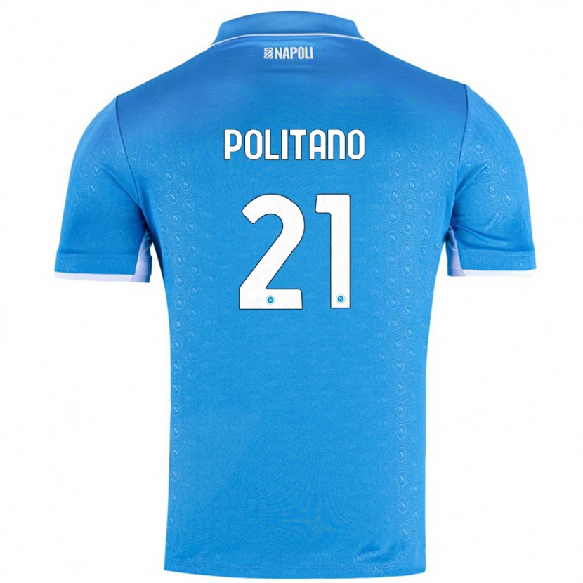 Danxen Mann Matteo Politano #21 Himmelblå Hjemmetrøye Drakt Trøye 2024/25 Skjorter T-Skjorte