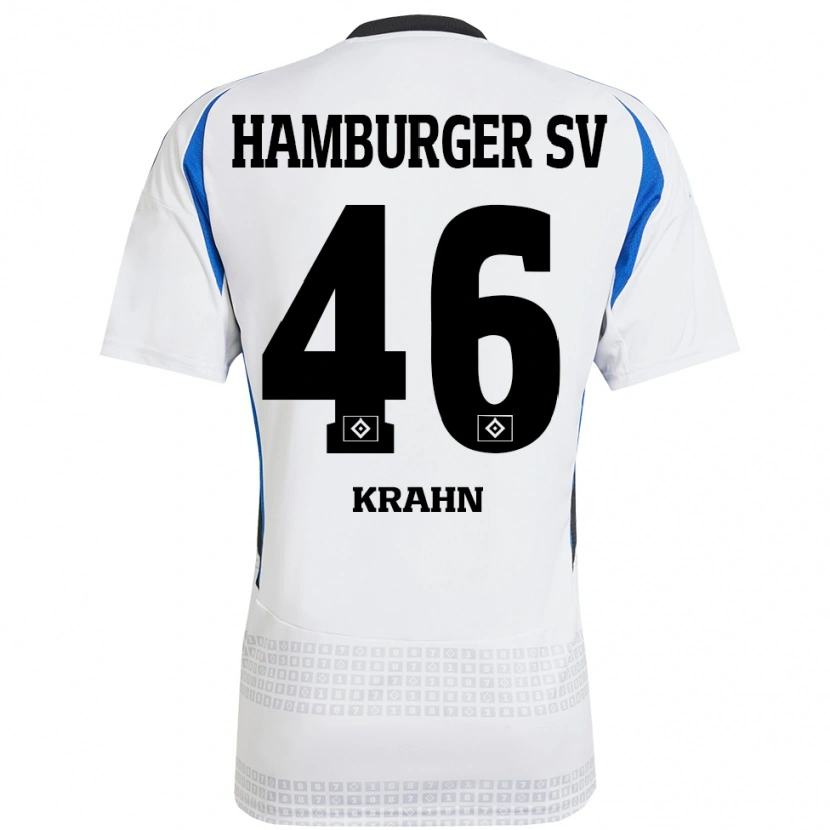 Danxen Mann Elijah Krahn #46 Hvit Blå Hjemmetrøye Drakt Trøye 2024/25 Skjorter T-Skjorte