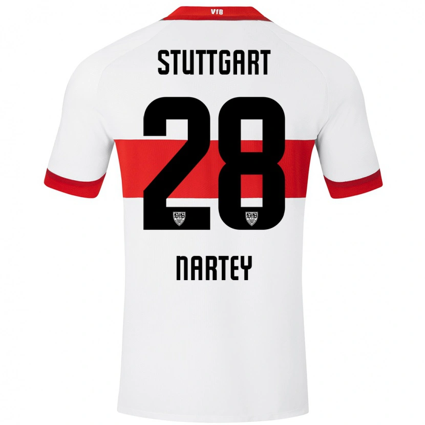 Danxen Mann Nikolas Nartey #28 Hvit Rød Hjemmetrøye Drakt Trøye 2024/25 Skjorter T-Skjorte