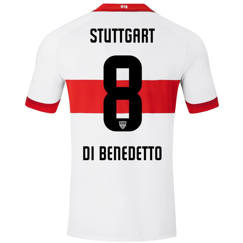 Danxen Mann Samuele Di Benedetto #8 Hvit Rød Hjemmetrøye Drakt Trøye 2024/25 Skjorter T-Skjorte