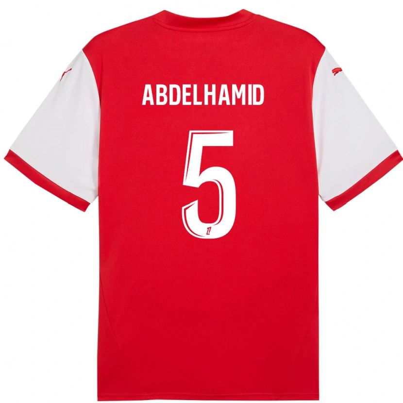 Danxen Mann Yunis Abdelhamid #5 Rød Hvit Hjemmetrøye Drakt Trøye 2024/25 Skjorter T-Skjorte