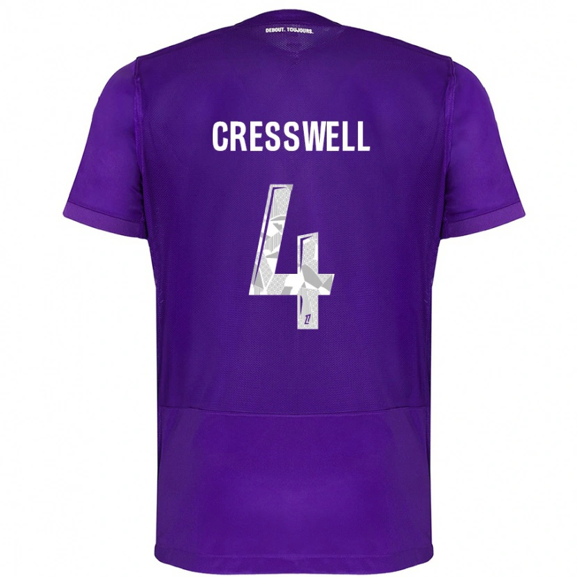 Danxen Mann Charlie Cresswell #4 Lilla Hvit Hjemmetrøye Drakt Trøye 2024/25 Skjorter T-Skjorte