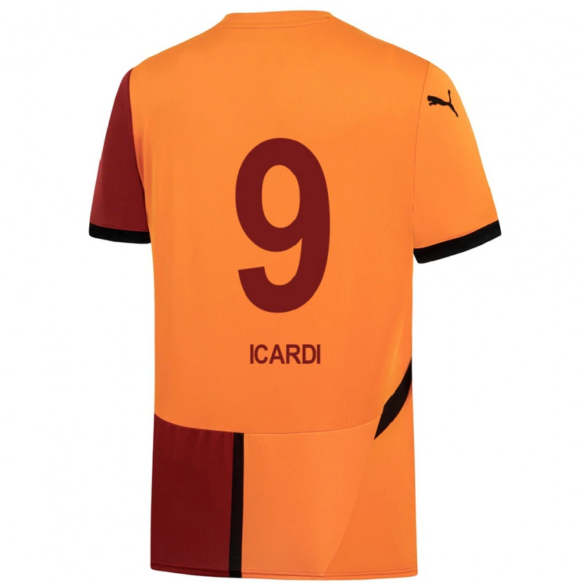 Danxen Mann Mauro Icardi #9 Gul Rød Hjemmetrøye Drakt Trøye 2024/25 Skjorter T-Skjorte