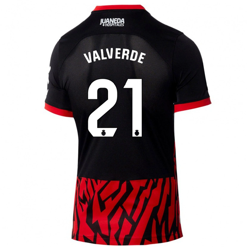 Danxen Mann David Valverde #21 Svart Rød Hjemmetrøye Drakt Trøye 2024/25 Skjorter T-Skjorte