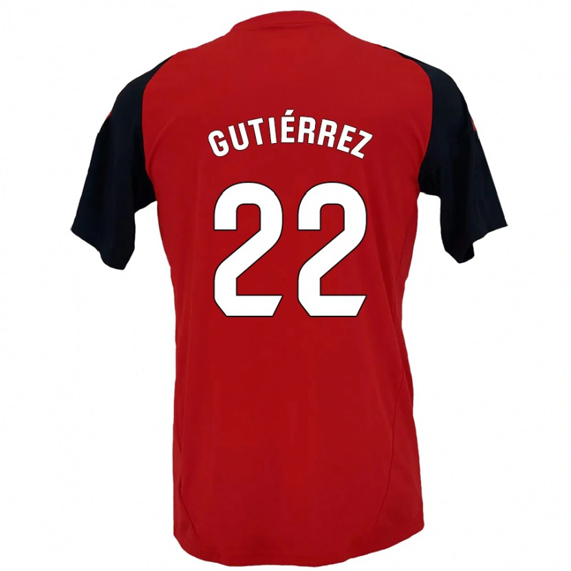Danxen Mann Juan Gutiérrez #22 Rød Svart Hjemmetrøye Drakt Trøye 2024/25 Skjorter T-Skjorte