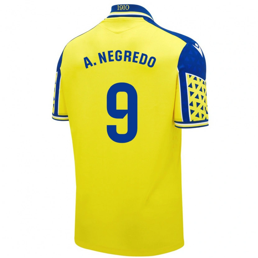 Danxen Mann Álvaro Negredo #9 Gul Blå Hjemmetrøye Drakt Trøye 2024/25 Skjorter T-Skjorte