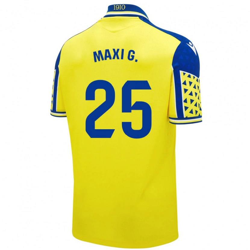 Danxen Mann Maxi Gómez #25 Gul Blå Hjemmetrøye Drakt Trøye 2024/25 Skjorter T-Skjorte