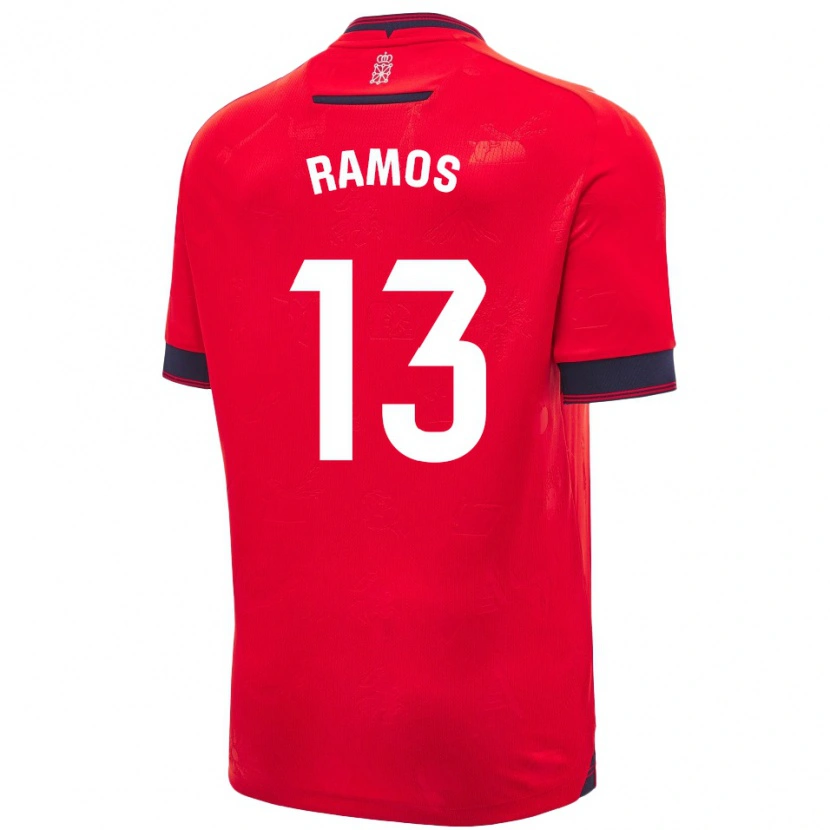 Danxen Mann Darío Ramos #13 Rød Hvit Hjemmetrøye Drakt Trøye 2024/25 Skjorter T-Skjorte