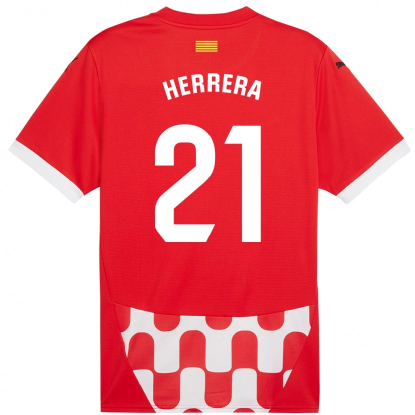 Danxen Mann Yangel Herrera #21 Rød Hvit Hjemmetrøye Drakt Trøye 2024/25 Skjorter T-Skjorte