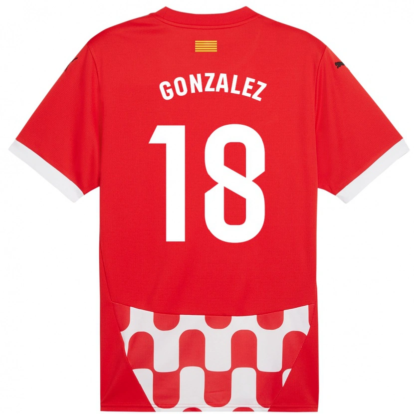 Danxen Mann Gerard González #18 Rød Hvit Hjemmetrøye Drakt Trøye 2024/25 Skjorter T-Skjorte