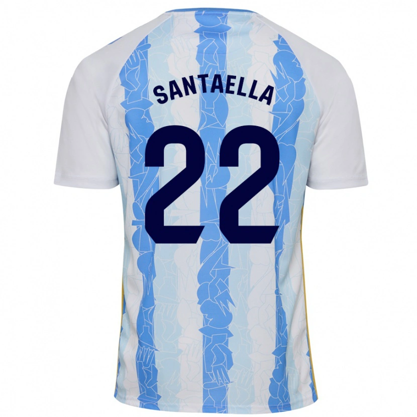 Danxen Mann Miguel Ángel Santaella #22 Hvit Blå Hjemmetrøye Drakt Trøye 2024/25 Skjorter T-Skjorte