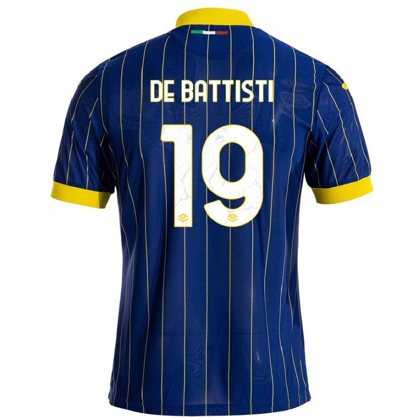 Danxen Mann Davide De Battisti #19 Blå Gul Hjemmetrøye Drakt Trøye 2024/25 Skjorter T-Skjorte