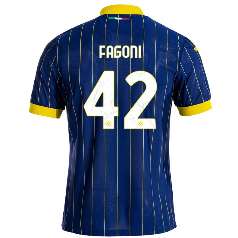Danxen Mann Marco Fagoni #42 Blå Gul Hjemmetrøye Drakt Trøye 2024/25 Skjorter T-Skjorte