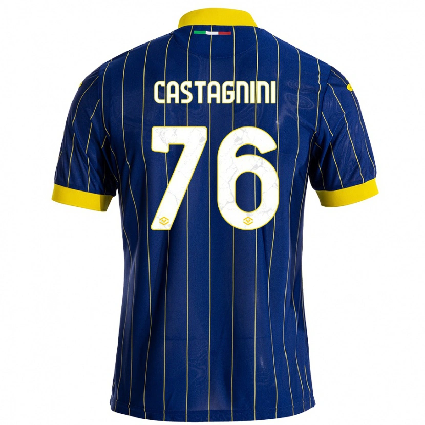 Danxen Mann Mirko Castagnini #76 Blå Gul Hjemmetrøye Drakt Trøye 2024/25 Skjorter T-Skjorte