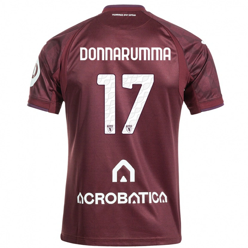 Danxen Mann Antonio Donnarumma #17 Rødbrun Hvit Hjemmetrøye Drakt Trøye 2024/25 Skjorter T-Skjorte