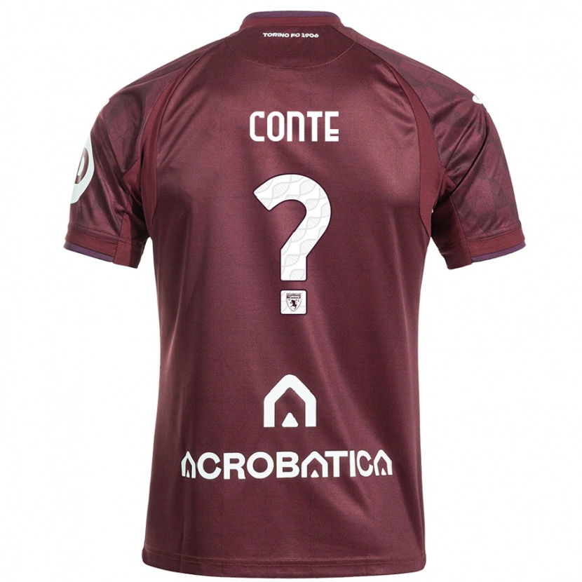 Danxen Mann Gioele Conte #0 Rødbrun Hvit Hjemmetrøye Drakt Trøye 2024/25 Skjorter T-Skjorte