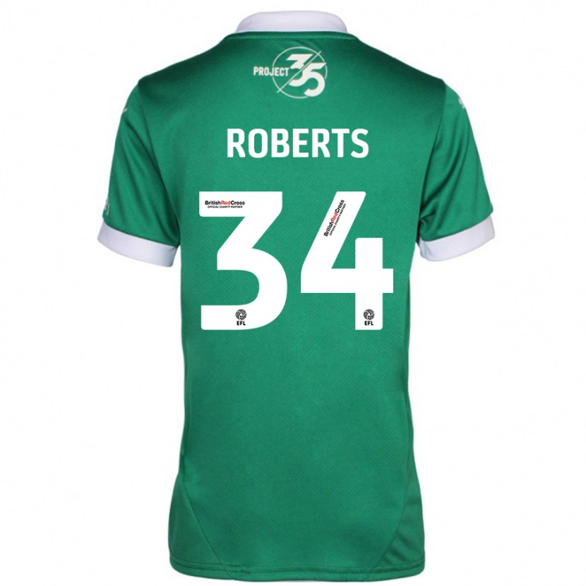 Danxen Mann Caleb Roberts #34 Grønn Hvit Hjemmetrøye Drakt Trøye 2024/25 Skjorter T-Skjorte
