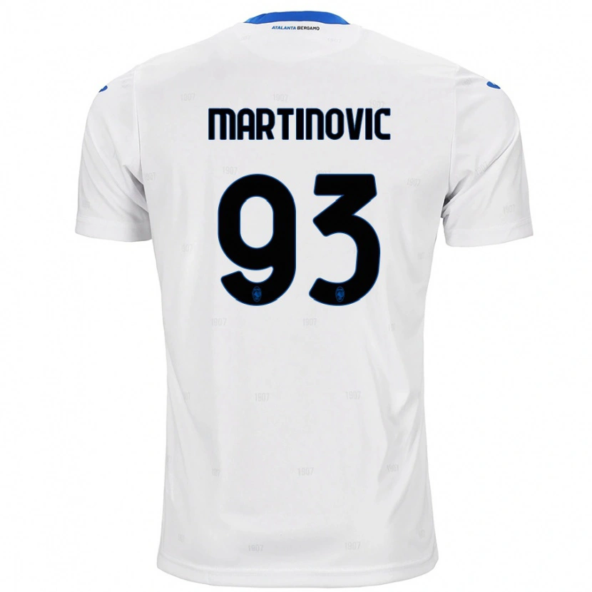 Danxen Mann Melania Martinovic #93 Hvit Bortetrøye Drakt Trøye 2024/25 Skjorter T-Skjorte