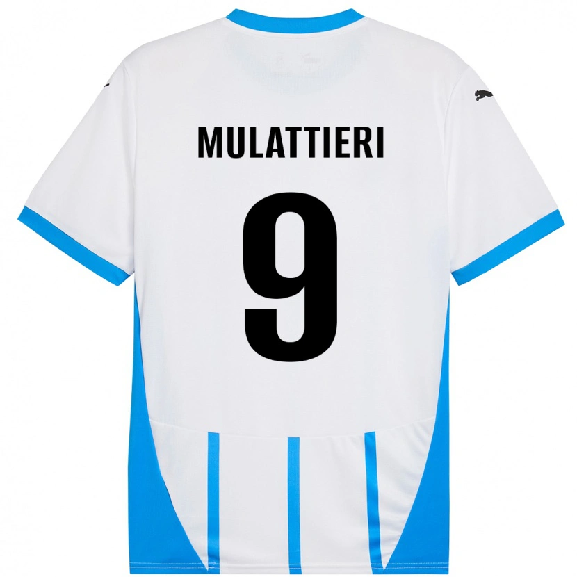 Danxen Mann Samuele Mulattieri #9 Hvit Blå Bortetrøye Drakt Trøye 2024/25 Skjorter T-Skjorte