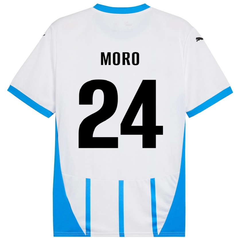 Danxen Mann Luca Moro #24 Hvit Blå Bortetrøye Drakt Trøye 2024/25 Skjorter T-Skjorte