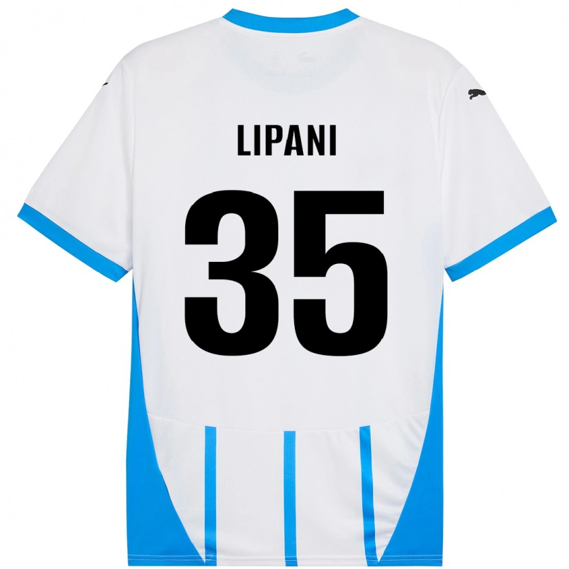 Danxen Mann Luca Lipani #35 Hvit Blå Bortetrøye Drakt Trøye 2024/25 Skjorter T-Skjorte