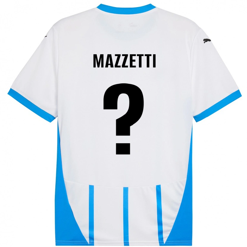 Danxen Mann Riccardo Mazzetti #0 Hvit Blå Bortetrøye Drakt Trøye 2024/25 Skjorter T-Skjorte