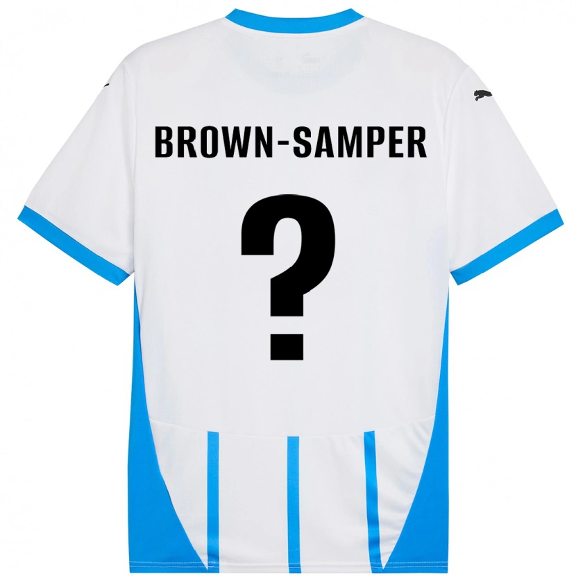 Danxen Mann Isaac Brown-Samper #0 Hvit Blå Bortetrøye Drakt Trøye 2024/25 Skjorter T-Skjorte
