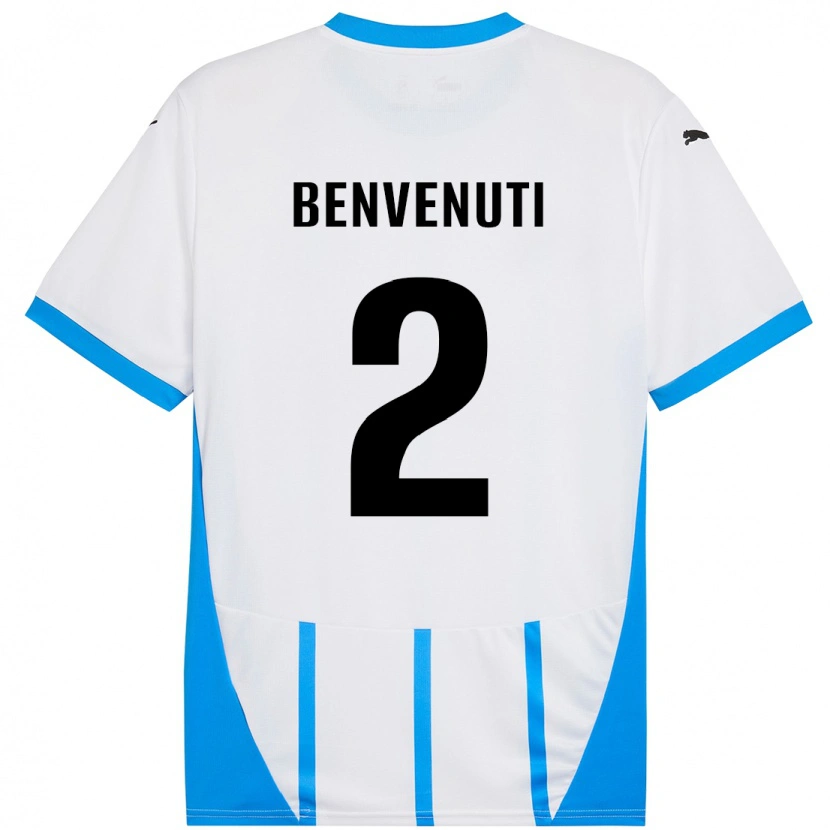 Danxen Mann Giacomo Benvenuti #2 Hvit Blå Bortetrøye Drakt Trøye 2024/25 Skjorter T-Skjorte